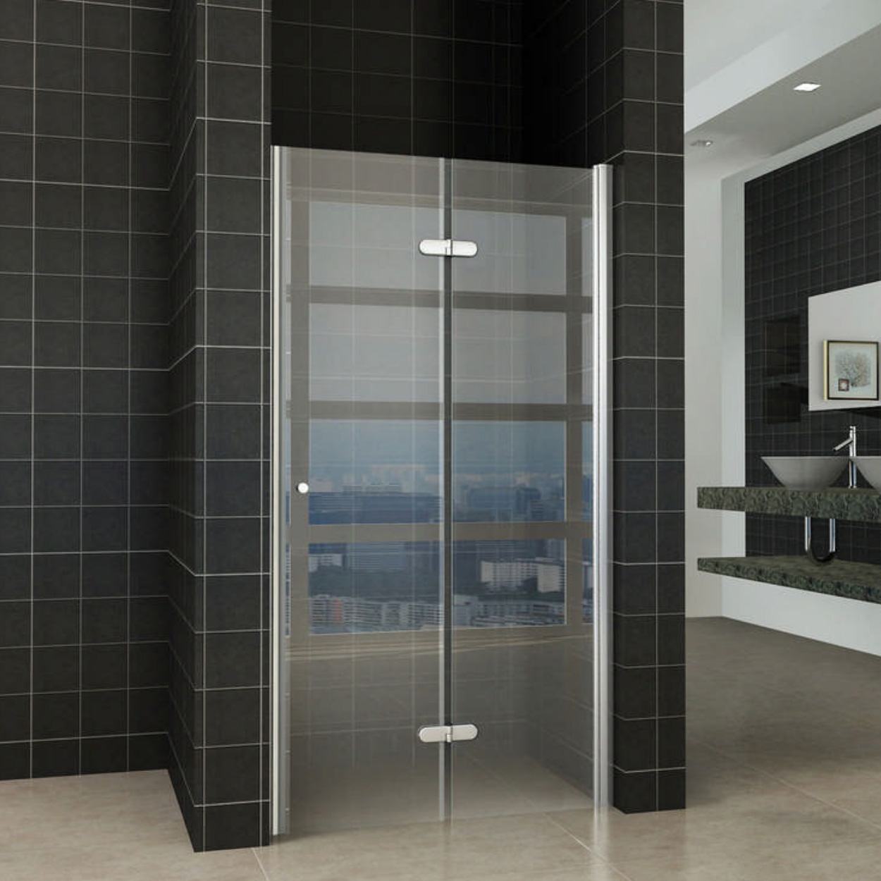 Wiesbaden Maki Vouwbare Nisdeur 8mm Nano Helder Glas/Chroom